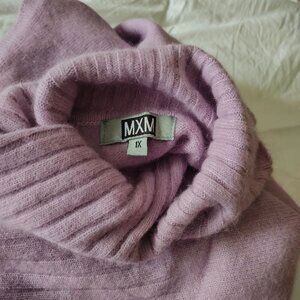 "MXM" Lilac/Pink turtle neck sleeveless Sweater Angora /Lambswool /Nylon 1X